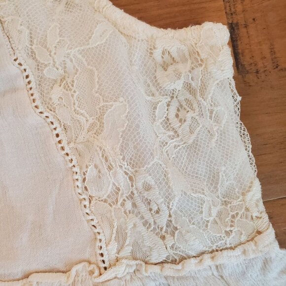 AMERICAN EAGLE Lace Button-Down Back Cream Halter Tank Top Shirt Boho XS - Picture 4 of 9